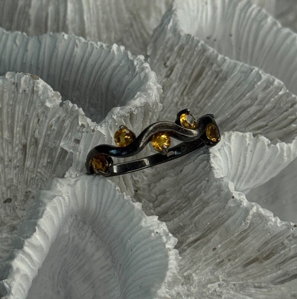 925 Sterling Silver Citrine Ring Size 9.5